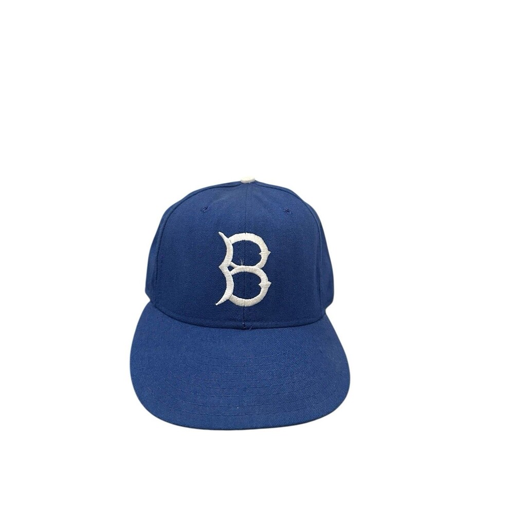 Vintage Brooklyn Dodgers Fitted Hat Cap Blue Size 7 3/8 ANNCO USA Made